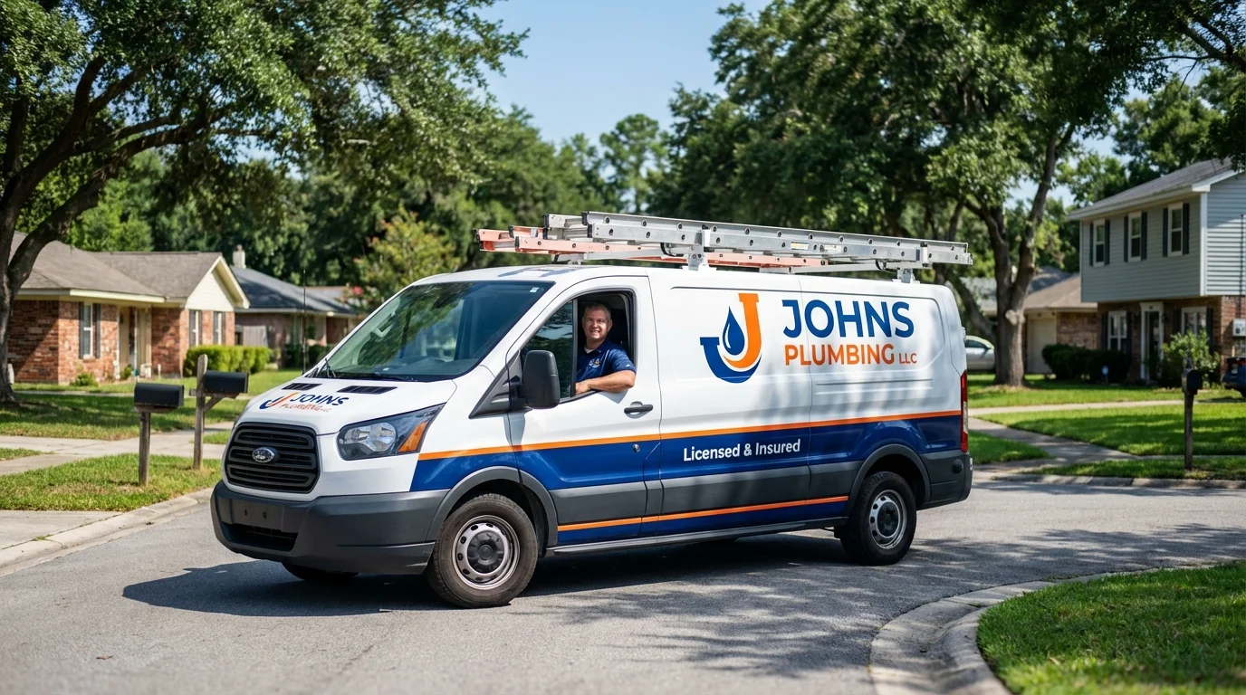 Johns Plumbing LLC service van in Lenox, MA