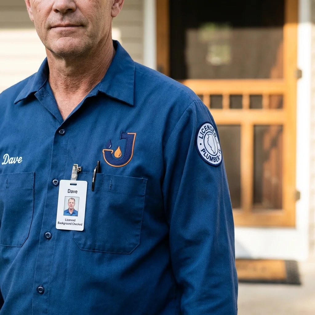 Licensed plumber showing ID badge in Lenox, MA
