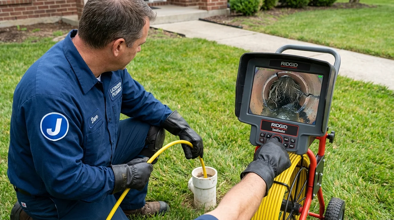 Sewer camera inspection being performed by Johns Plumbing LLC in Lenox